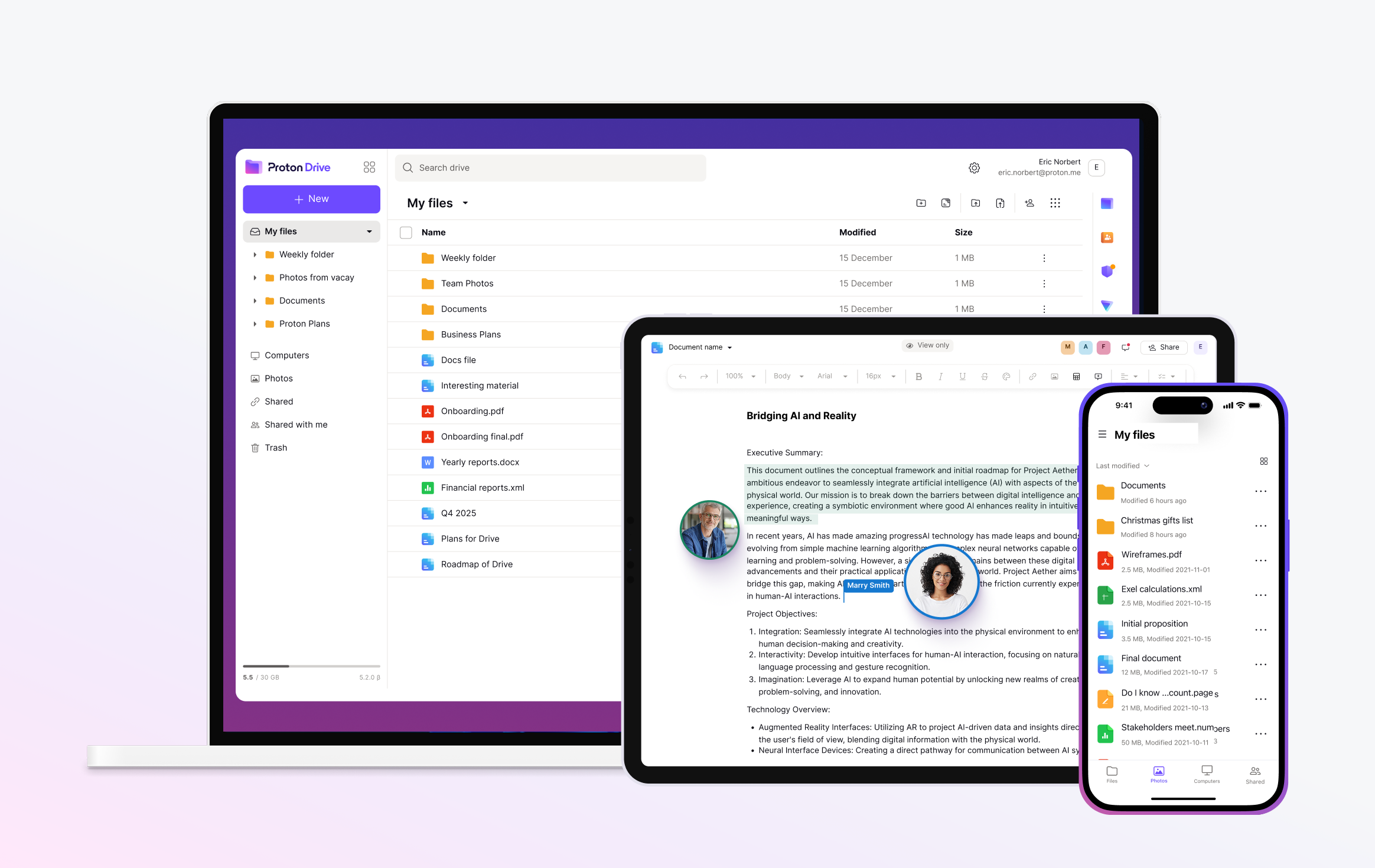 screenshot of Proton Drive